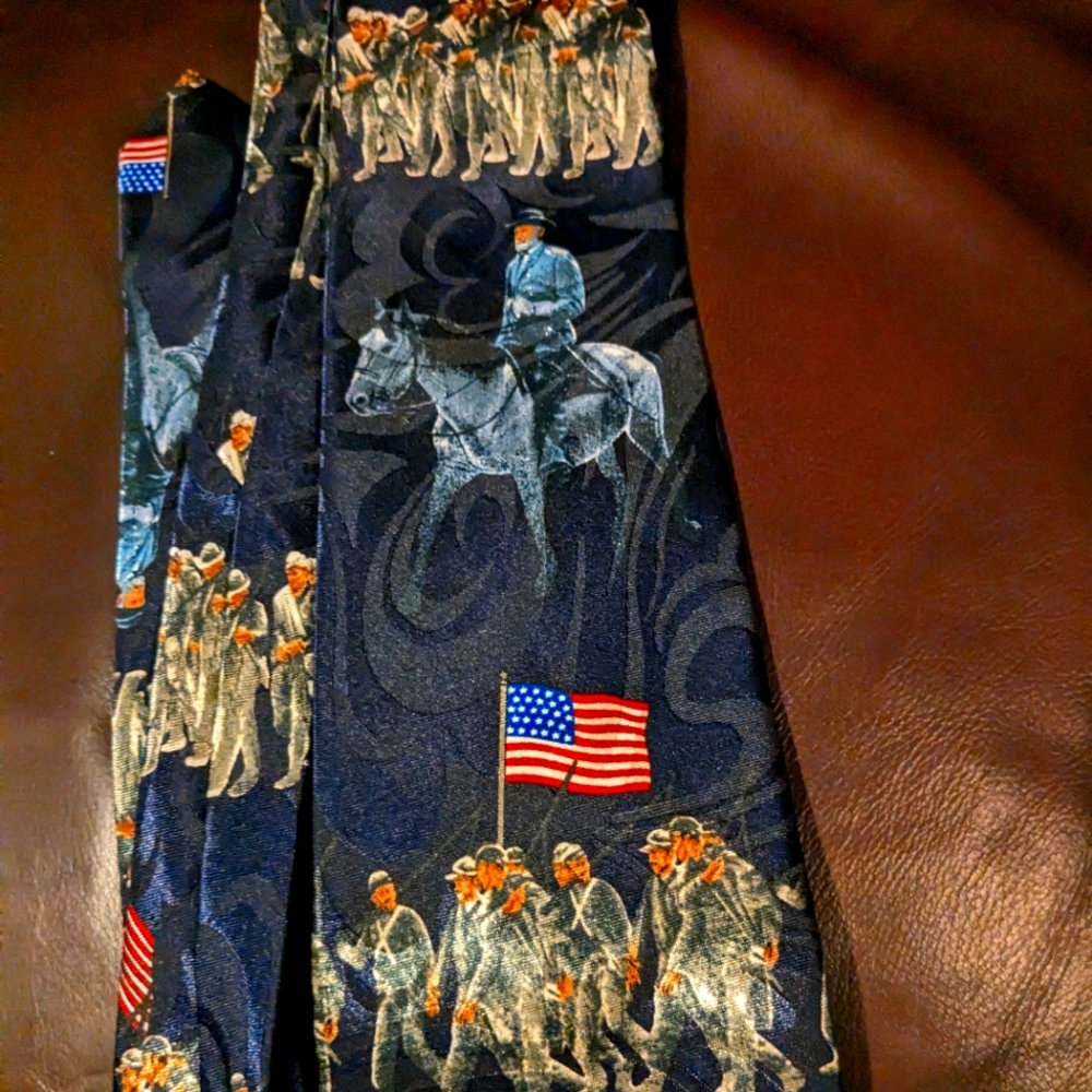 Vintage Steven Harris Handmade Tie Military Flag USA Soldier Navy